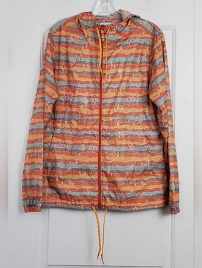 Columbia Womens AOP Hooded Full Zip Windbreaker Rain Jacket - Size M - EUC